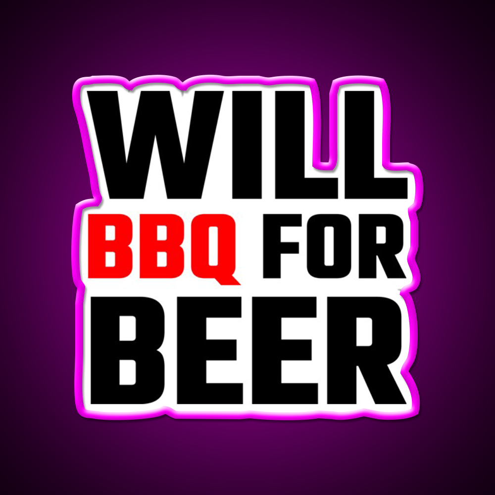 Will Bbq For Beer Bar Decor Led Neon Sign Rgb Color - Neon sign mounted on wall in room