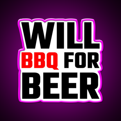 Will Bbq For Beer Bar Decor Led Neon Sign Rgb Color - Neon sign mounted on wall in room