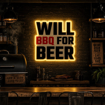 Will BBQ For Beer LED Neon Sign high-converting product image