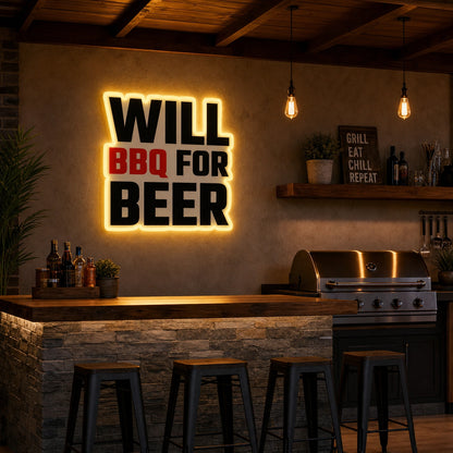 Will BBQ For Beer LED Neon Sign real lifestyle scene