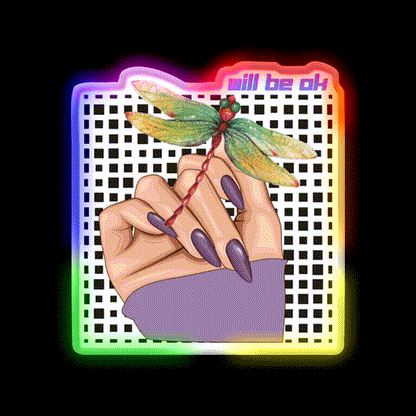 Will Be Ok Purple Nail Salon Led Neon Sign Rgb Color - LED neon sign close-up detail
