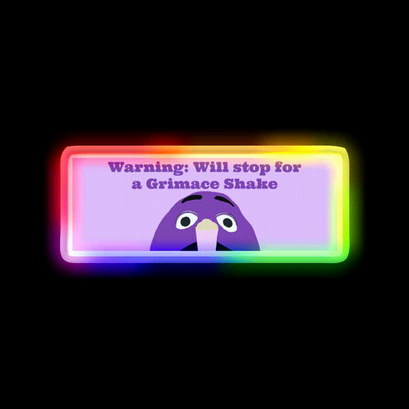 Will Stop For A Grimace Shake Fast Food Led Neon Sign For Burger Place Rgb Color - LED neon sign close-up detail