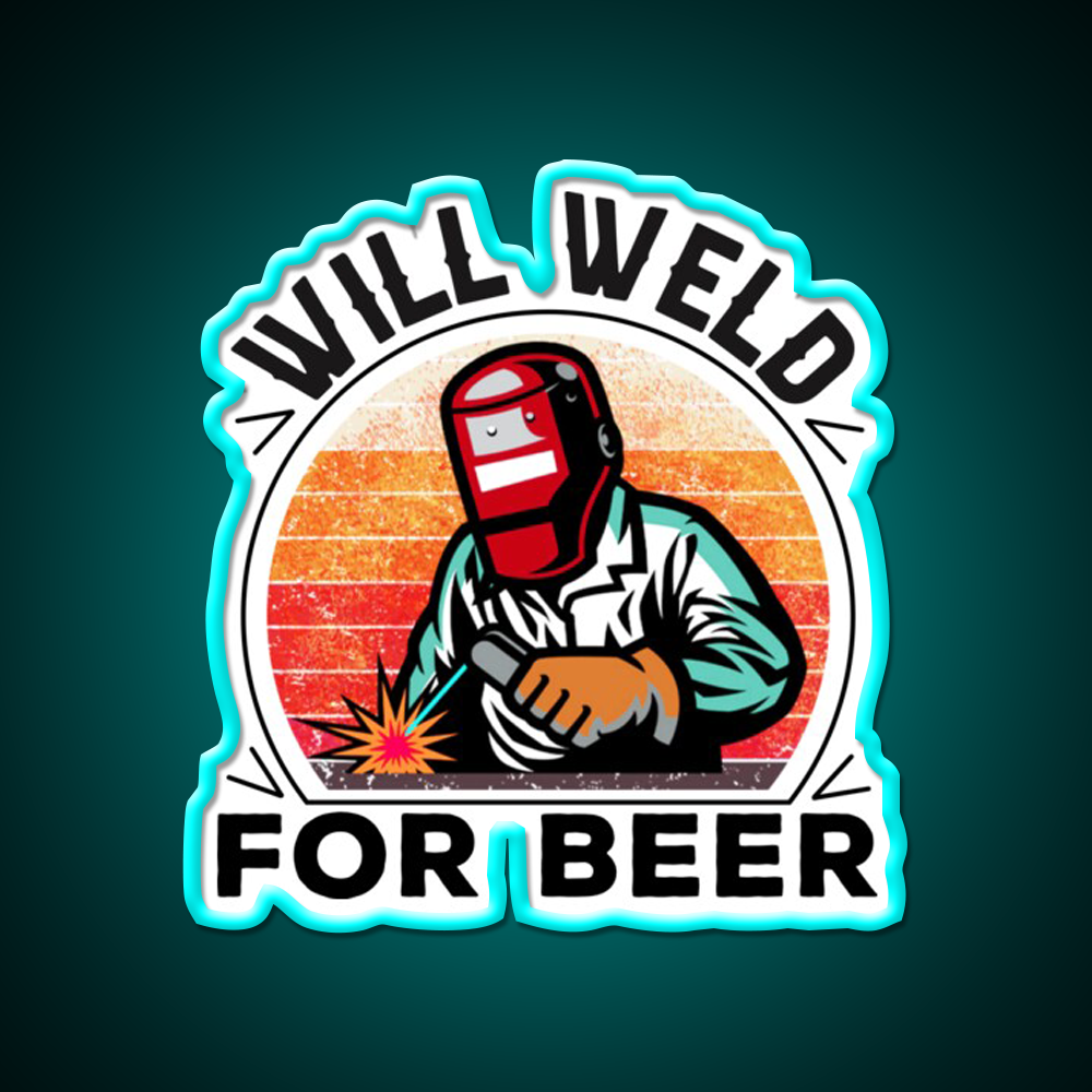 Will Weld For Beer Vintage Welder Beer Bar Decor Led Neon Sign Rgb Color - Size and dimension reference