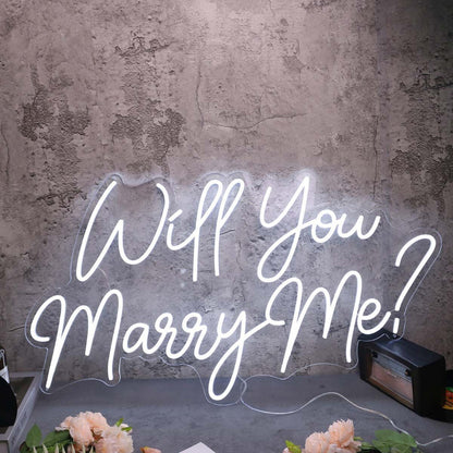 Will You Marry Me White Neon Sign For Engagement | Shineneon