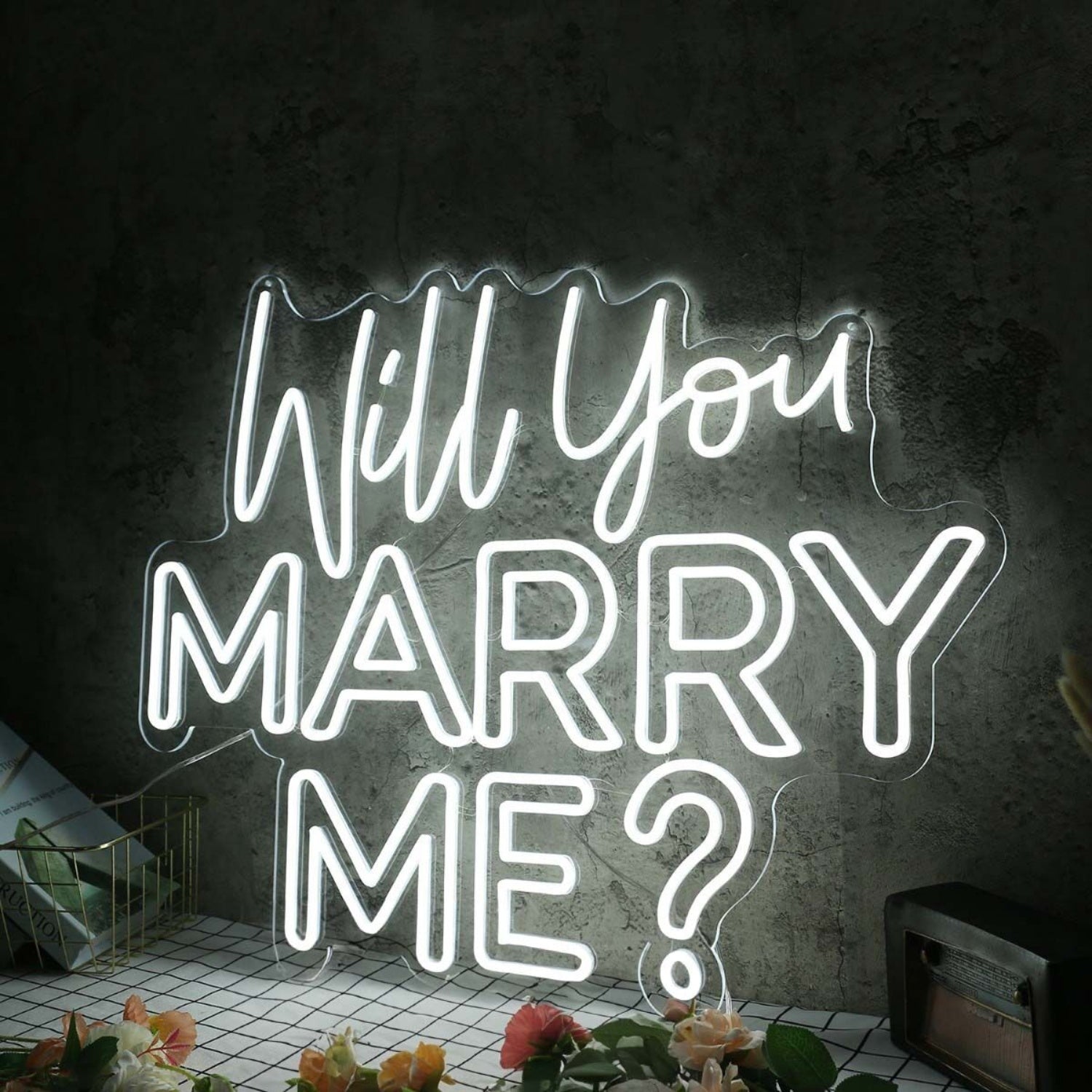 Will You Marry Me White Wedding Neon Sign For Engagement | Shineneon