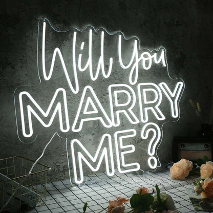 Will You Marry Me White Wedding Neon Sign For Engagement | Shineneon