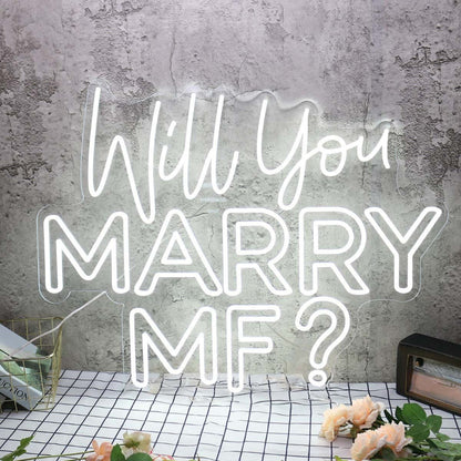 Will You Marry Me White Wedding Neon Sign For Engagement | Shineneon