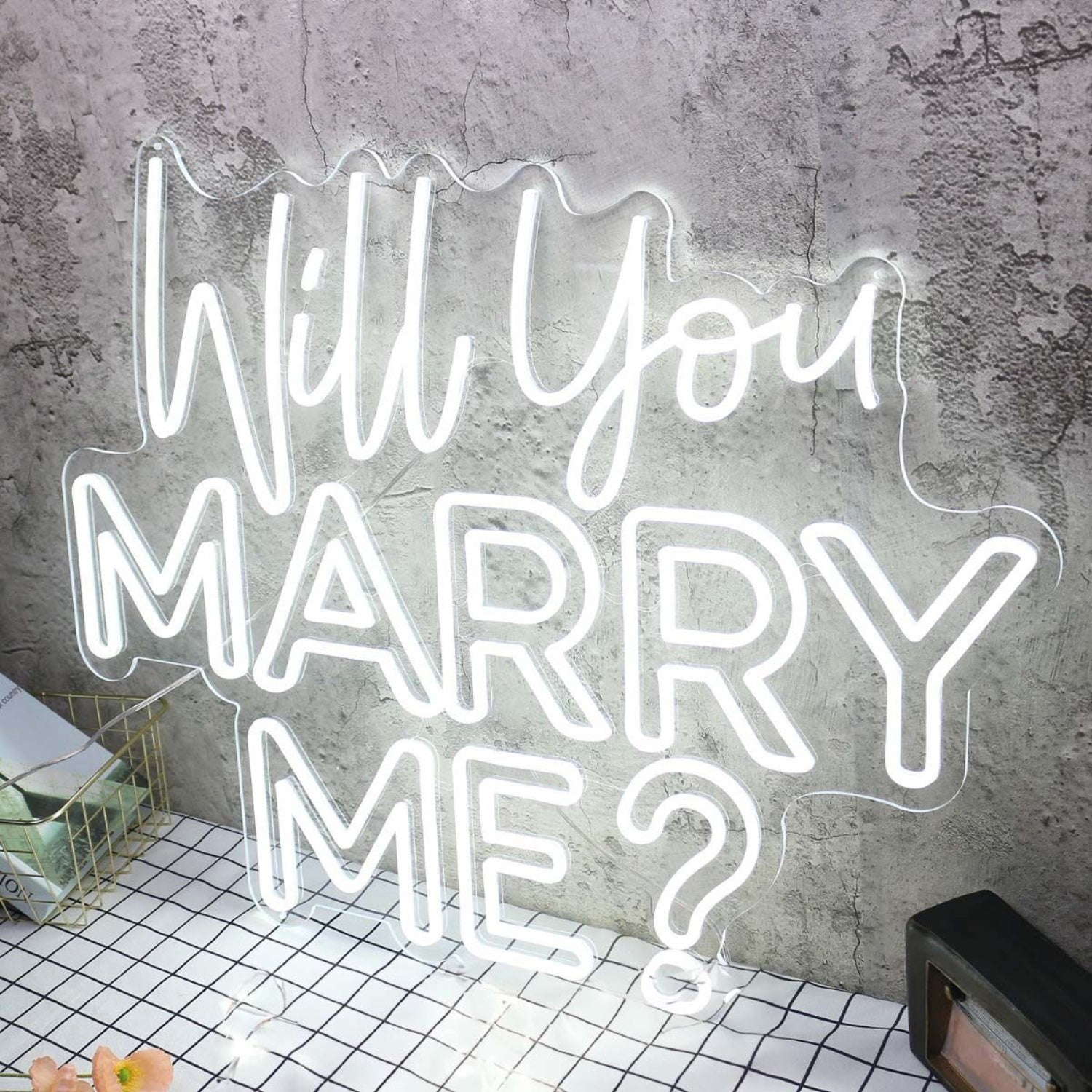 Will You Marry Me White Wedding Neon Sign For Engagement | Shineneon