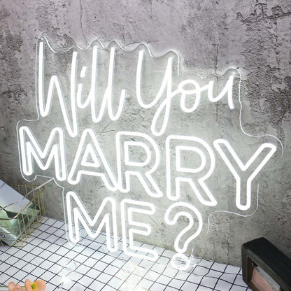 Will You Marry Me White Wedding Neon Sign For Engagement | Shineneon