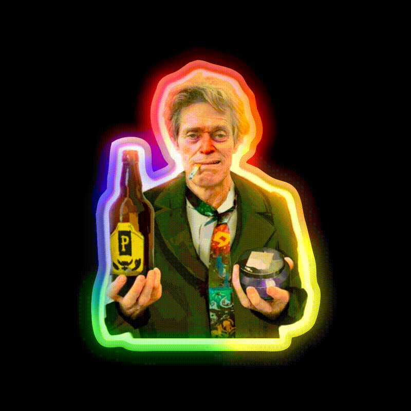 William Dafoe Disco Elysium Party Drink Tequila Led Neon Sign Rgb Color - LED neon sign close-up detail