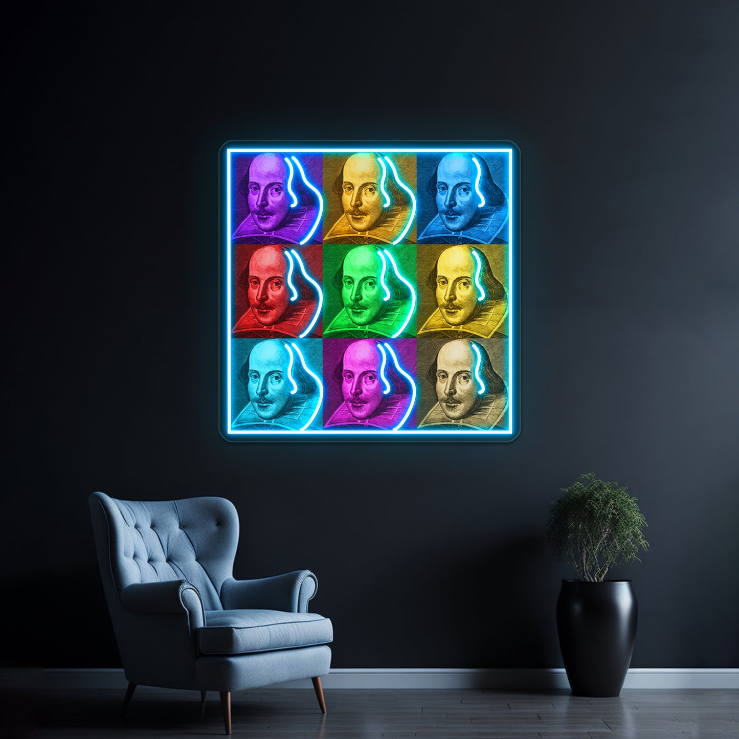 William Shakespeare Pop Artwork Neon Signs Custom