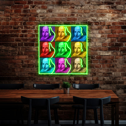 William Shakespeare Pop Artwork Neon Signs Custom