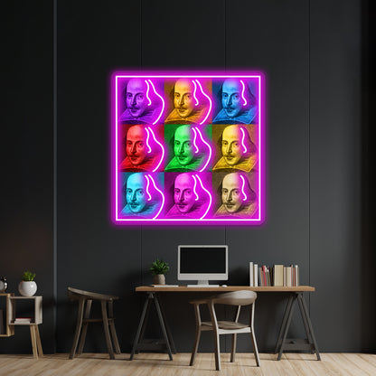 William Shakespeare Pop Artwork Neon Signs Custom