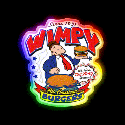 Wimpy Burger Fast Food Led Neon Sign For Burger Place Rgb Color - LED neon sign close-up detail