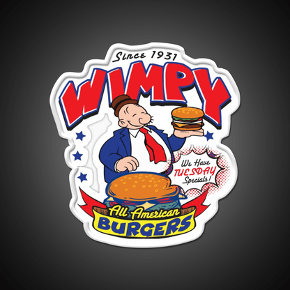 Wimpy Burger Fast Food Led Neon Sign For Burger Place Rgb Color - Shineneon