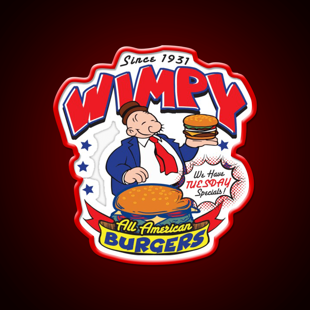 Wimpy Burger Fast Food Led Neon Sign For Burger Place Rgb Color - Shineneon