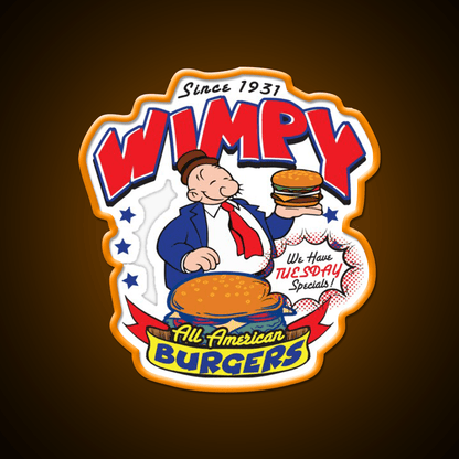 Wimpy Burger Fast Food Led Neon Sign For Burger Place Rgb Color - Shineneon