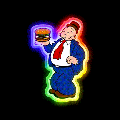 Wimpy Hamburger Cartoon Fast Food Led Neon Sign For Burger Place Rgb Color - LED neon sign close-up detail
