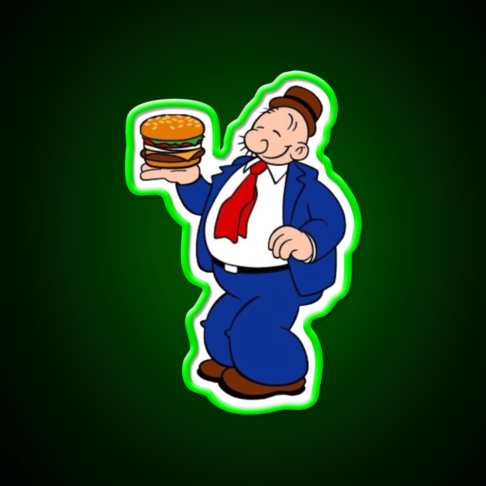 Wimpy Hamburger Cartoon Fast Food Led Neon Sign For Burger Place Rgb Color - Shineneon