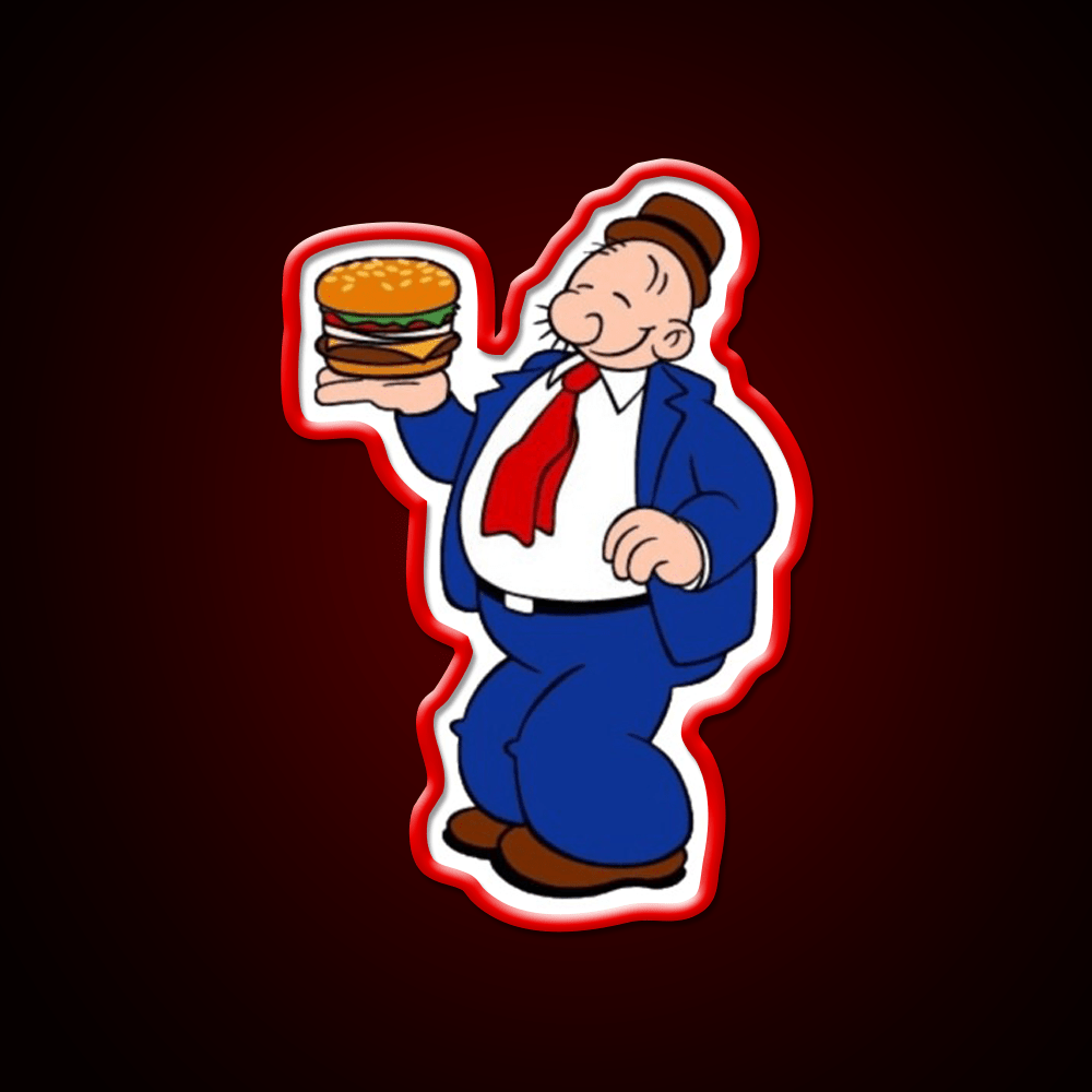 Wimpy Hamburger Cartoon Fast Food Led Neon Sign For Burger Place Rgb Color - Shineneon