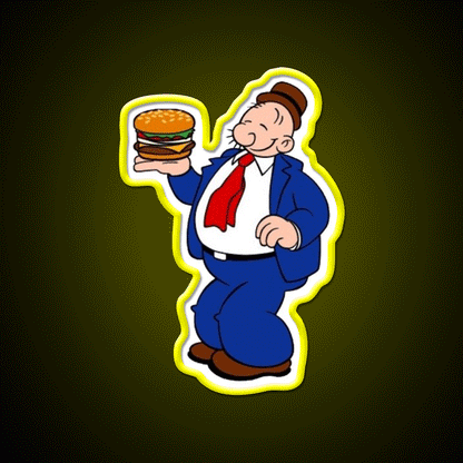 Wimpy Hamburger Cartoon Fast Food Led Neon Sign For Burger Place Rgb Color - Custom LED neon sign front view