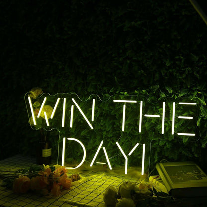 Win The Day Yellow Neon Sign For Inspirational | Shineneon