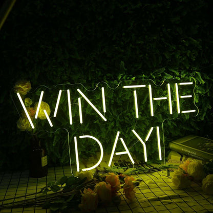 Win The Day Yellow Neon Sign For Inspirational | Shineneon