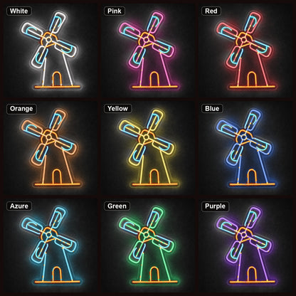 Windmill LED Neon Sign Garage Man Cave Neon Sign color grid