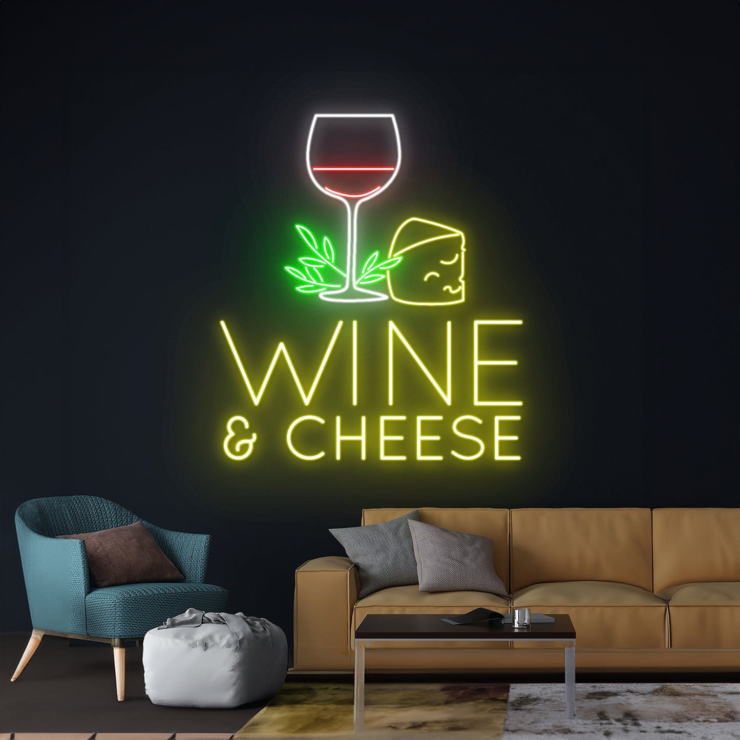 Wine And Cheese Led Sign Bistro Neon Light