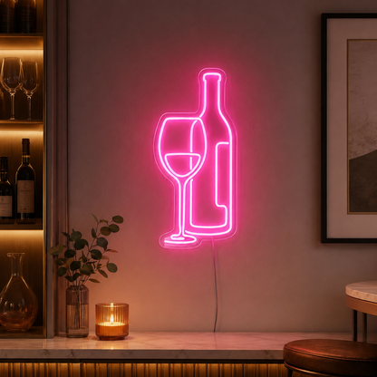 Wine And Glass Version 1 LED Neon Sign main product image
