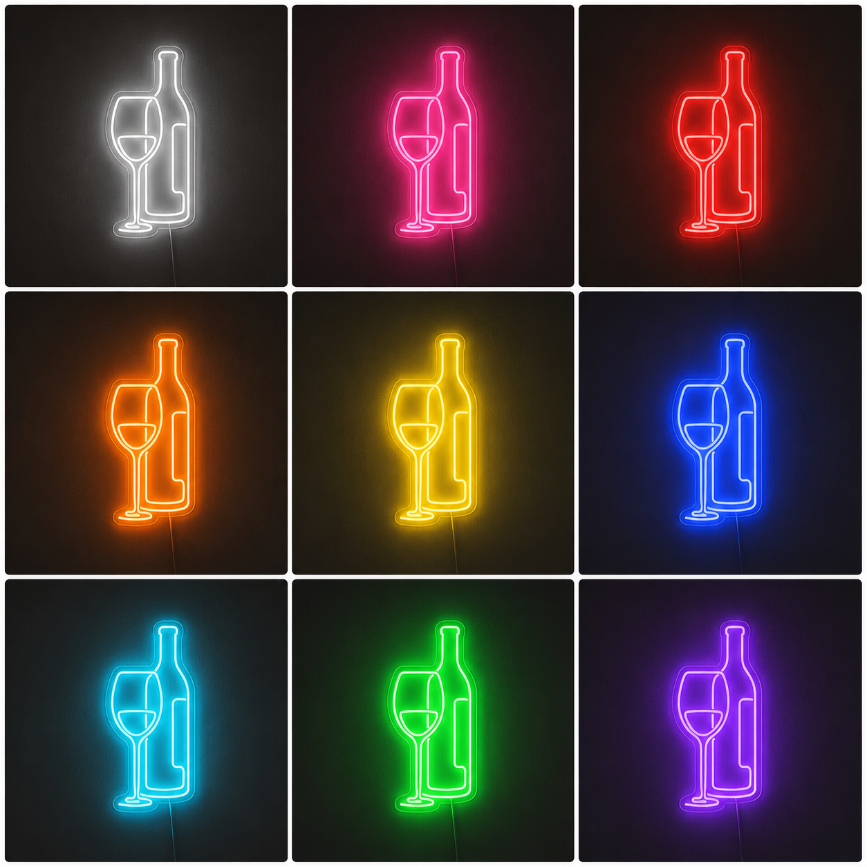 Wine And Glass Version 1 LED Neon Sign color grid
