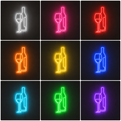 Wine And Glass Version 1 LED Neon Sign color grid