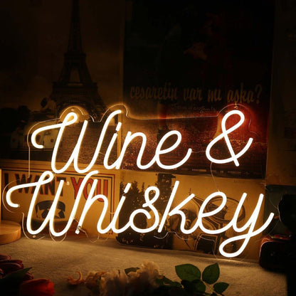 Wine And Whiskey Yellow Led Neon Sign - Shineneon