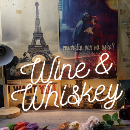 Wine And Whiskey Yellow Led Neon Sign - Shineneon