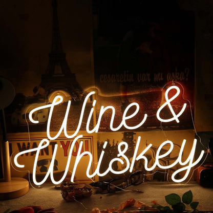 Wine And Whiskey Yellow Led Neon Sign - Shineneon