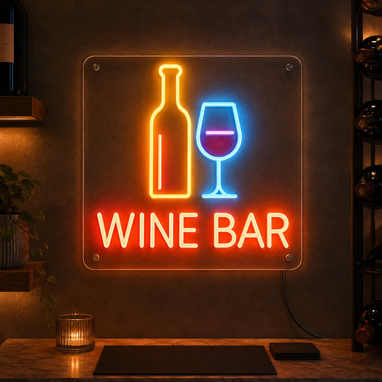 Wine Bar Bottle Glass Neon Sign LED Neon Sign high-converting product image