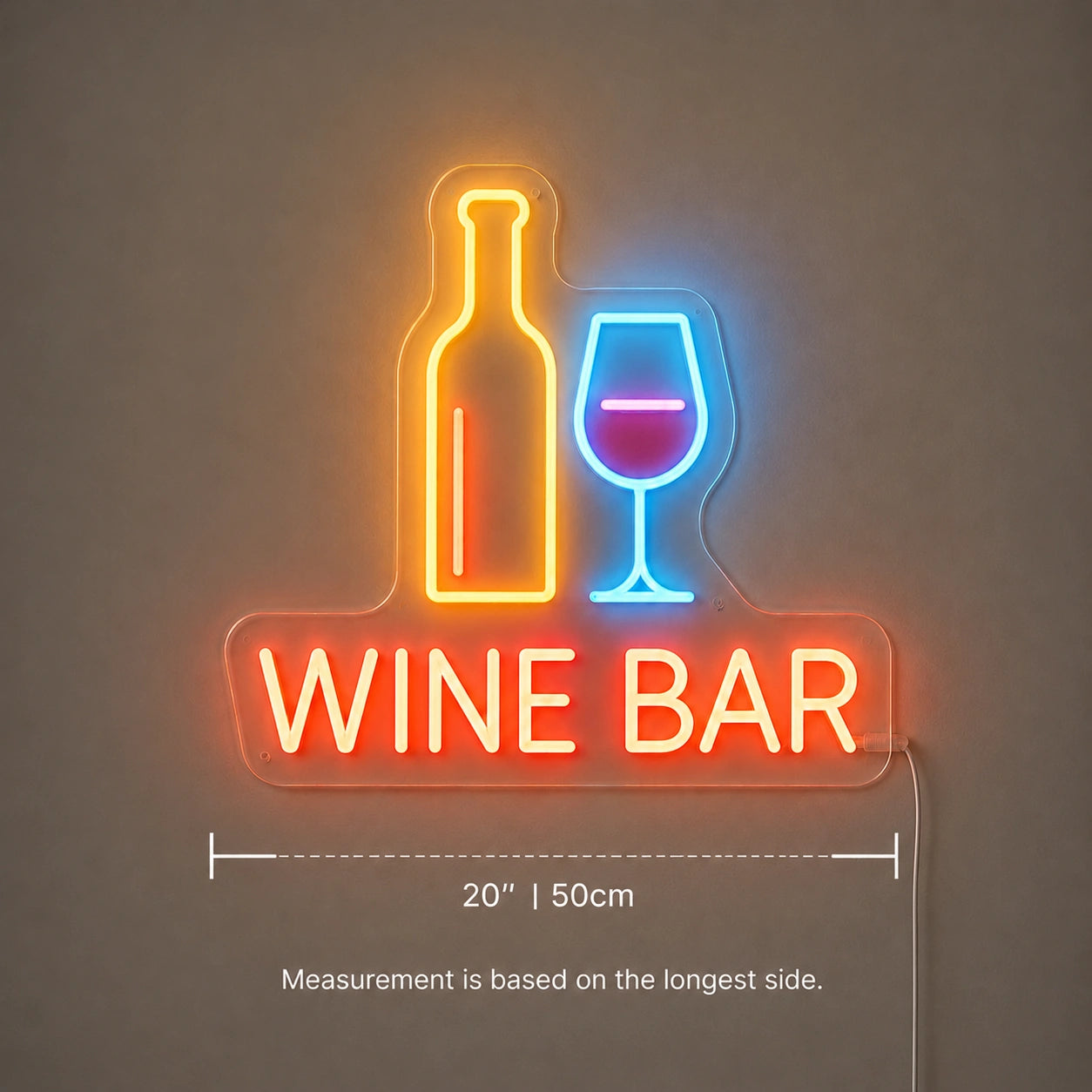 Wine Bar Bottle Glass Neon Sign LED Neon Sign size image