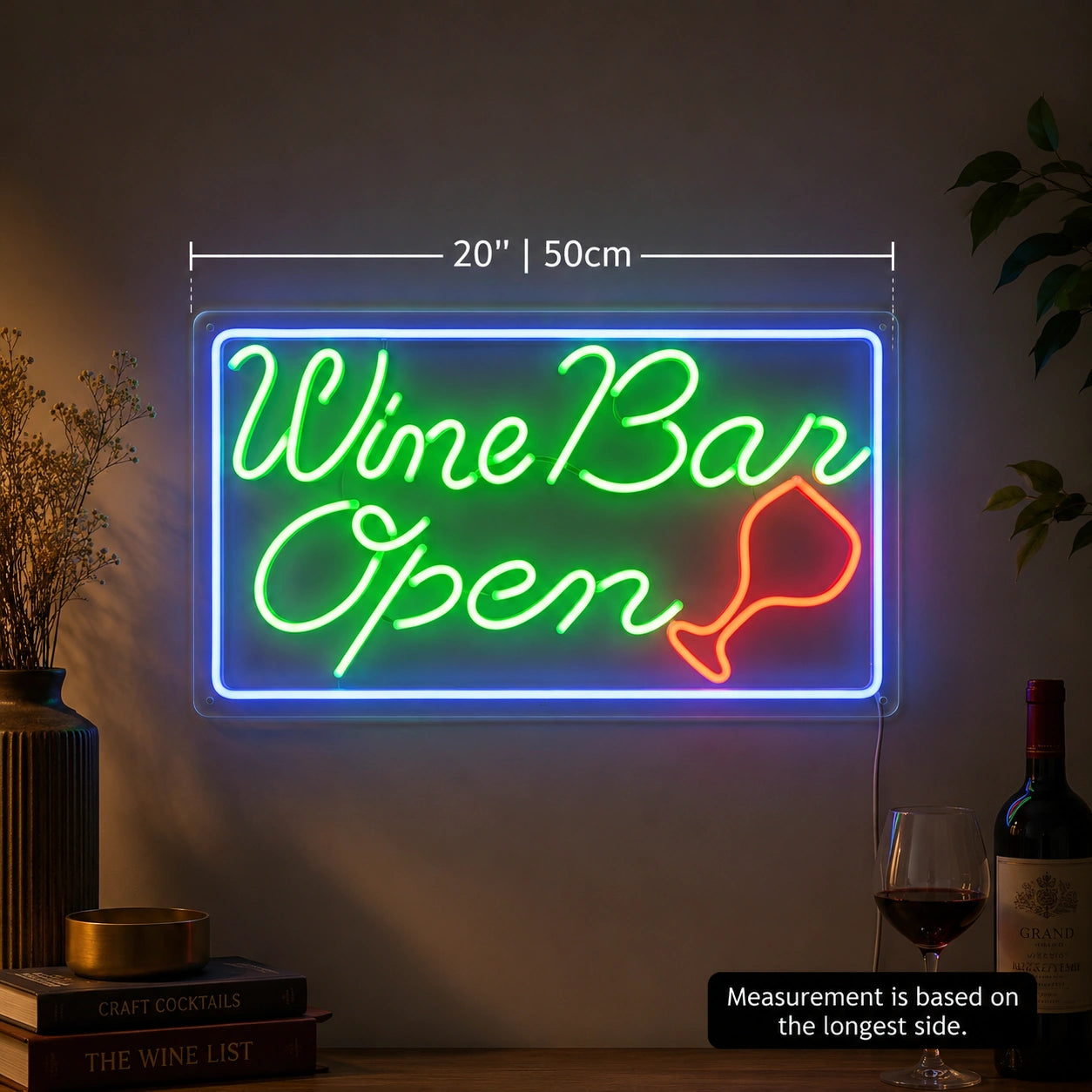 Wine Bar Open Neon Sign LED Neon Sign size image