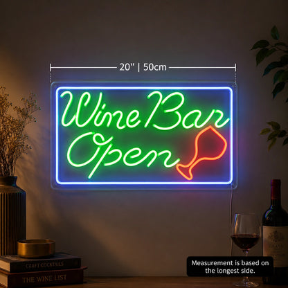 Wine Bar Open Neon Sign LED Neon Sign size image