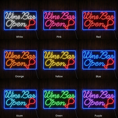 Wine Bar Open Neon Sign LED Neon Sign color grid