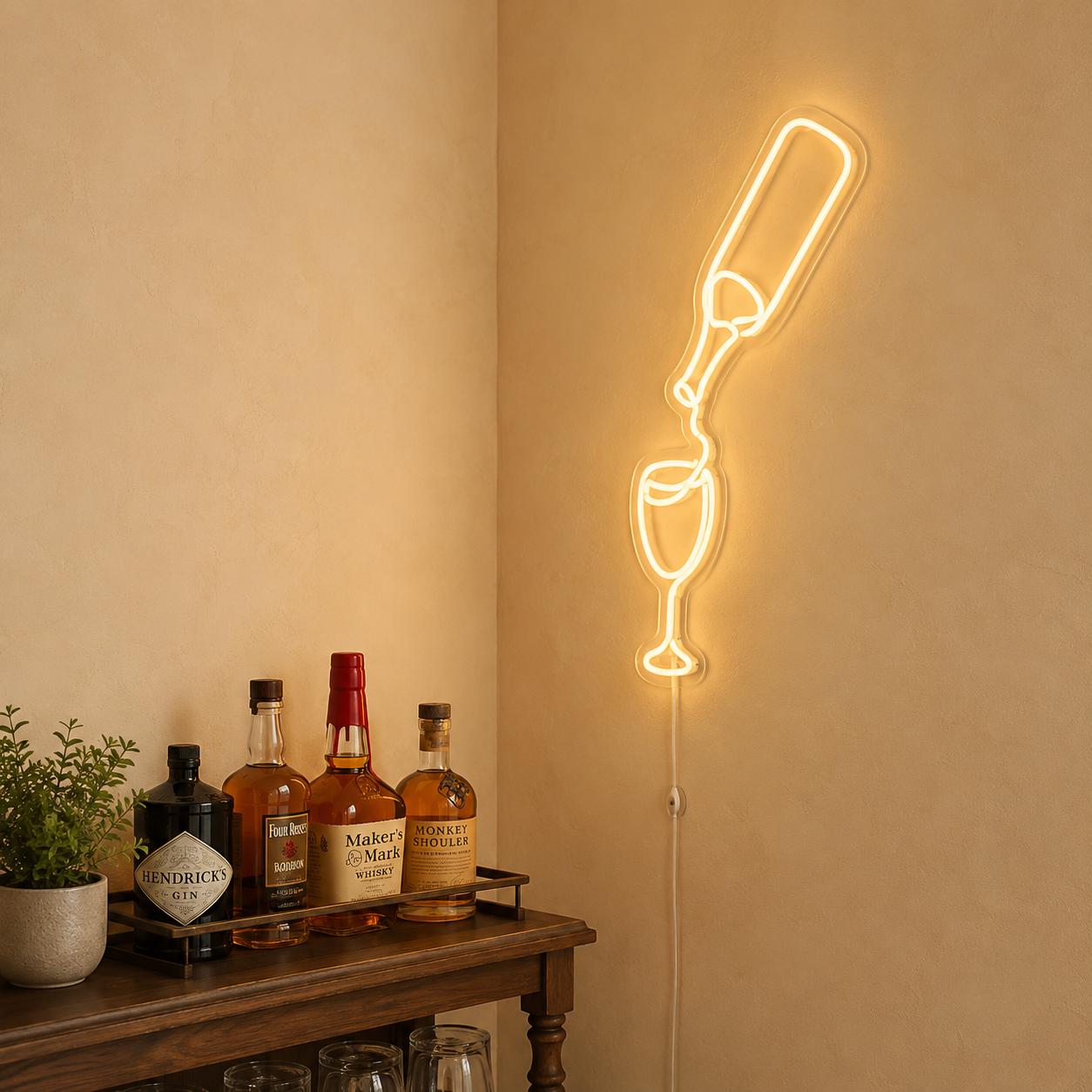 Wine Bottle And Glass LED Neon Sign main product image