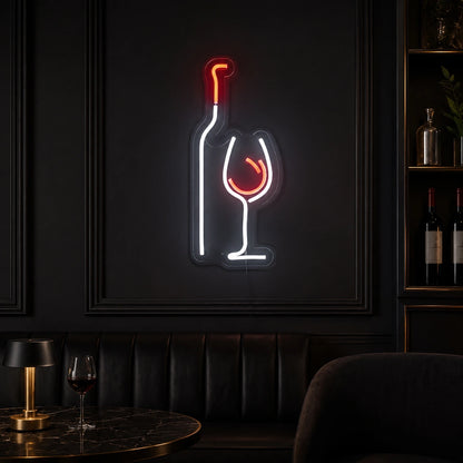 Wine Bottle Glass LED Neon Sign color grid
