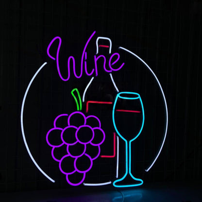 Wine Bottle Glass Led Sign Grape Fruit Decortion | Shineneon