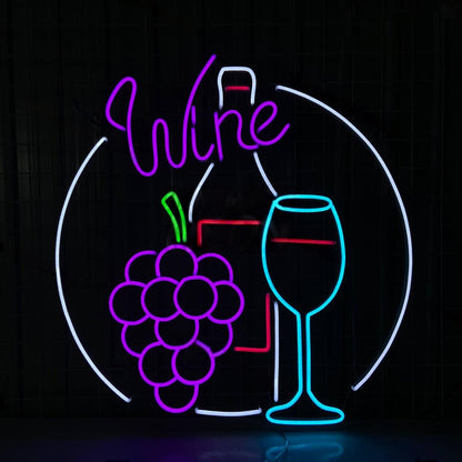 Wine Bottle Glass Led Sign Grape Fruit Decortion | Shineneon