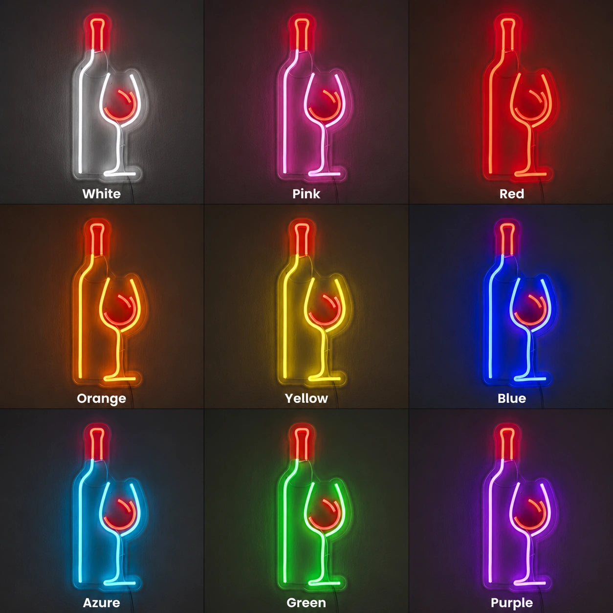 Wine Bottle Glass Neon Sign LED Neon Sign color grid