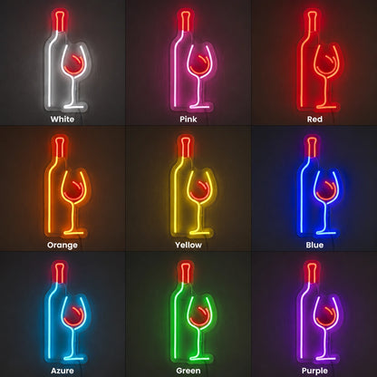 Wine Bottle Glass Neon Sign LED Neon Sign color grid