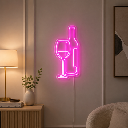 Wine Bottle LED Neon Sign Bar Cocktail Lounge Wall Decor Nightclub Pub Art main product image