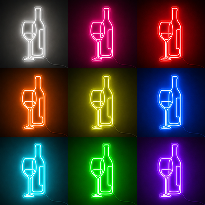 Wine Bottle LED Neon Sign Bar Cocktail Lounge Wall Decor Nightclub Pub Art color grid