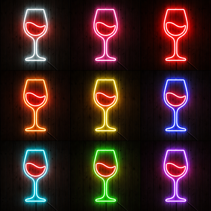 Wine Glass LED Neon Sign Home Bar Wall Decor Studio Art Gift Etsy color grid