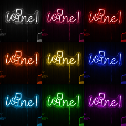 Wine Glass Neon Sign Bar LED Light Lounge Wall Art Nightclub Decor LED Neon Sign color grid